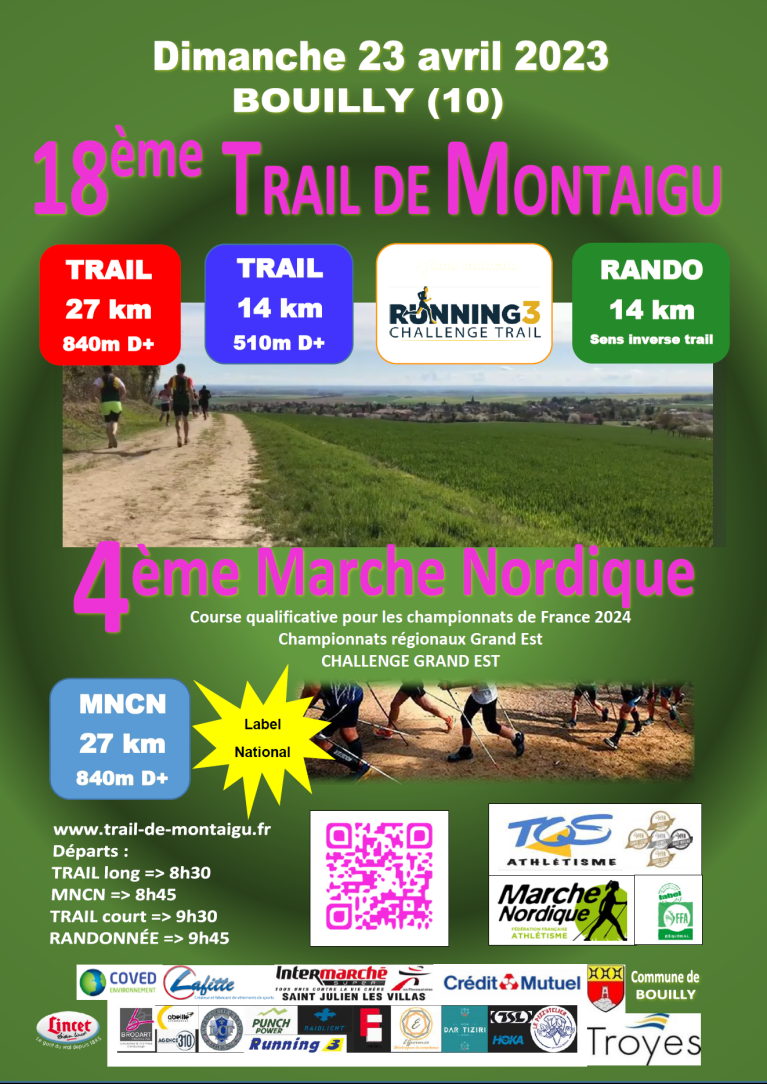 Affiche trail de Montaigu 2023